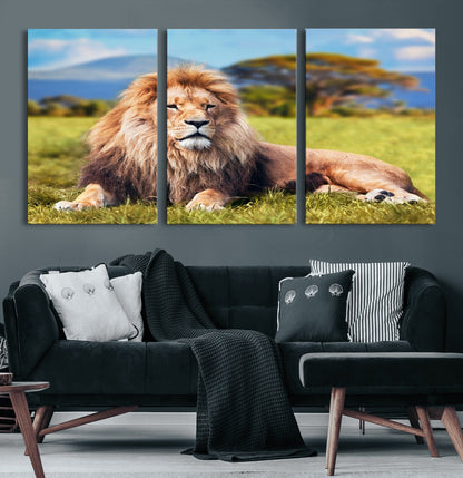 67826-MGV-CV-36X24-Majestic Lion Wall Art – King of the Jungle Canvas Print, Safari Wildlife Decor for Living Room, Office, or Man Cave