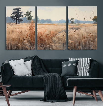 98822-MGV-CV-36X24-Autumn Meadow Wall Art – Tranquil Grassland Landscape Canvas Print, Rustic Country Decor for Living Room, Bedroom or Farmhouse