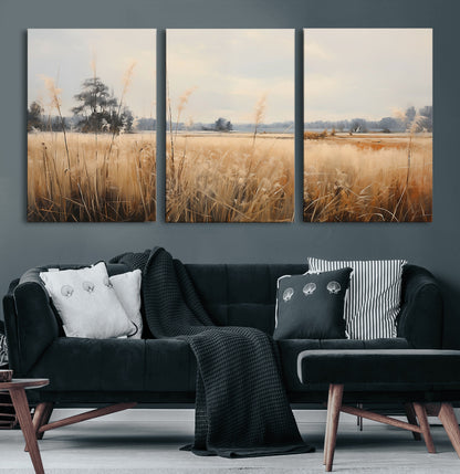 38193-MGV-CV-36X24-Golden Meadow Wall Art – Serene Grassland Landscape Canvas Print, Rustic Nature Decor for Bedroom, Living Room or Farmhouse