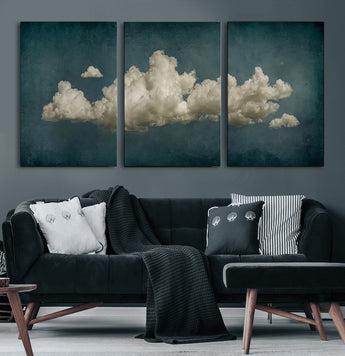 18162-MGV-CV-60X30-3P-Ethereal Cloud Wall Art – Panoramic Sky Canvas Print, Dreamy Atmospheric Decor for Bedroom, Living Room or Office