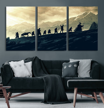 41574-MGV-CV-60X30-3P-Fellowship Journey Wall Art – Epic Fantasy Adventure Canvas Print, Mountain Landscape Decor for Living Room, Office or Man Cave