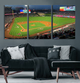 93707-MGV-CV-36X24-Los Angeles Stadium Wall Art Canvas Print, Framed Angel Stadium Field Art Picture Print, Anaheim Stadium Perfect Sports Room Decor