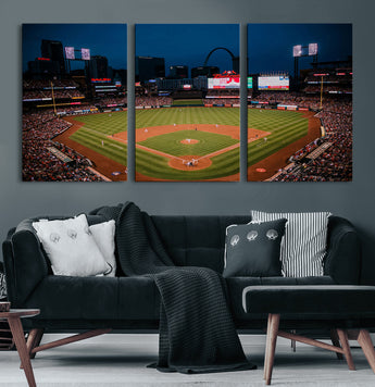38612-MGV-CV-36X24-Busch Stadium Wall Art Canvas Print, Framed Missouri Stadium Art Picture Print, Busch Stadium Field Perfect Sports Room Decor