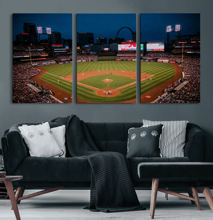 38612-MGV-CV-36X24-Busch Stadium Wall Art Canvas Print, Framed Missouri Stadium Art Picture Print, Busch Stadium Field Perfect Sports Room Decor