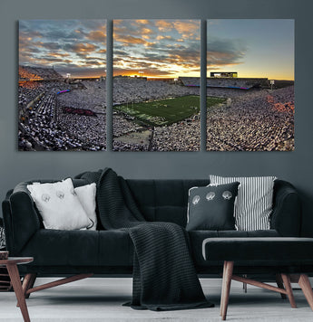 38807-MGV-CV-60X30-3P-Beaver Stadium Wall Art Canvas Print, Framed Beaver Stadium Field Art Picture Print, Football Stadium Perfect Sport Room Decor