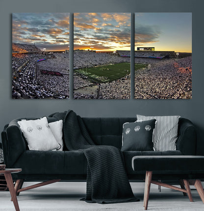 38807-MGV-CV-60X30-3P-Beaver Stadium Wall Art Canvas Print, Framed Beaver Stadium Field Art Picture Print, Football Stadium Perfect Sport Room Decor