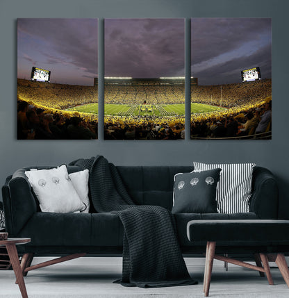 72404-MGV-CV-60X30-3P-Michigan Wolverine Stadium Wall Art Canvas Print, Framed Michigan Stadium Art Picture Print, Football Stadium Perfect Sport Room