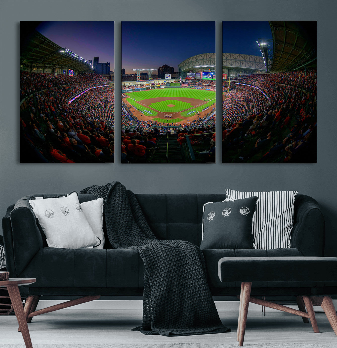 44322-MGV-CV-36X24-Minute Maid Park Wall Art Canvas Print, Framed Houston Astros Stadium Art Picture Print, Houston Astros Field Perfect Sports Room