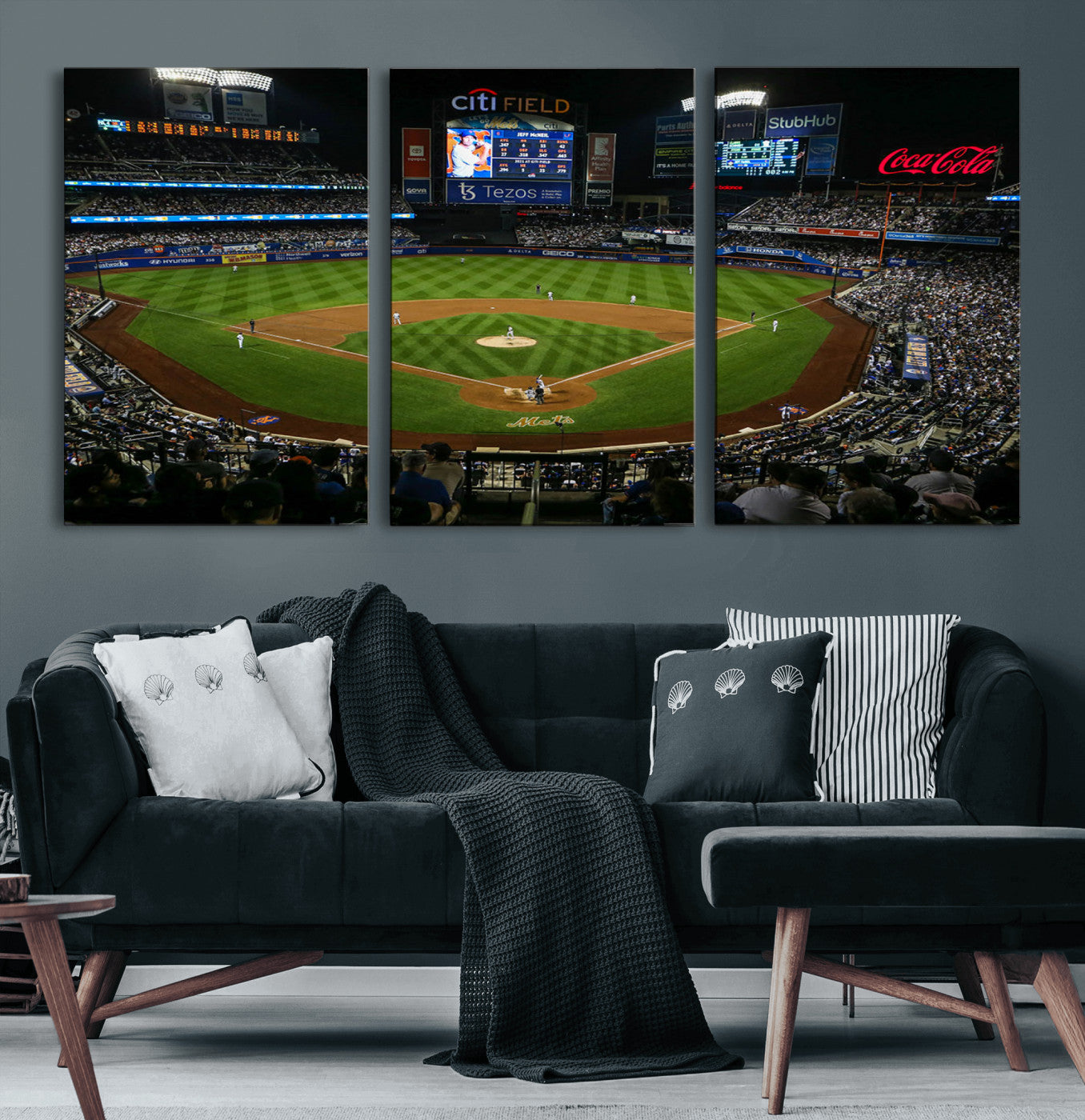 83979-MGV-CV-60X30-3P-RingCentral Coliseum Wall Art Canvas Print, Framed Oakland A's Stadium Art Picture Print, RingCentral Coliseum Field Perfect Sport