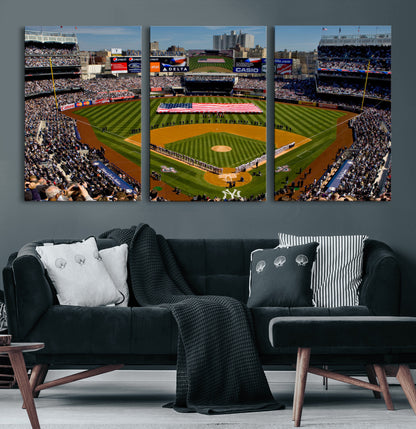 20879-MGV-CV-36X24-Yankee Stadium Wall Art Canvas Print, Framed New York Stadium Art Picture Print, Yankee Field Perfect Sport Room Decor Artwork