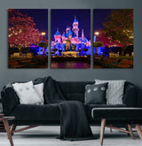 79435-MGV-CV-36X24-Disney Castle Wall Art Canvas Print, Framed Magic Kingdom Art Picture Print, Disney World Perfect Child Room Decor Artwork