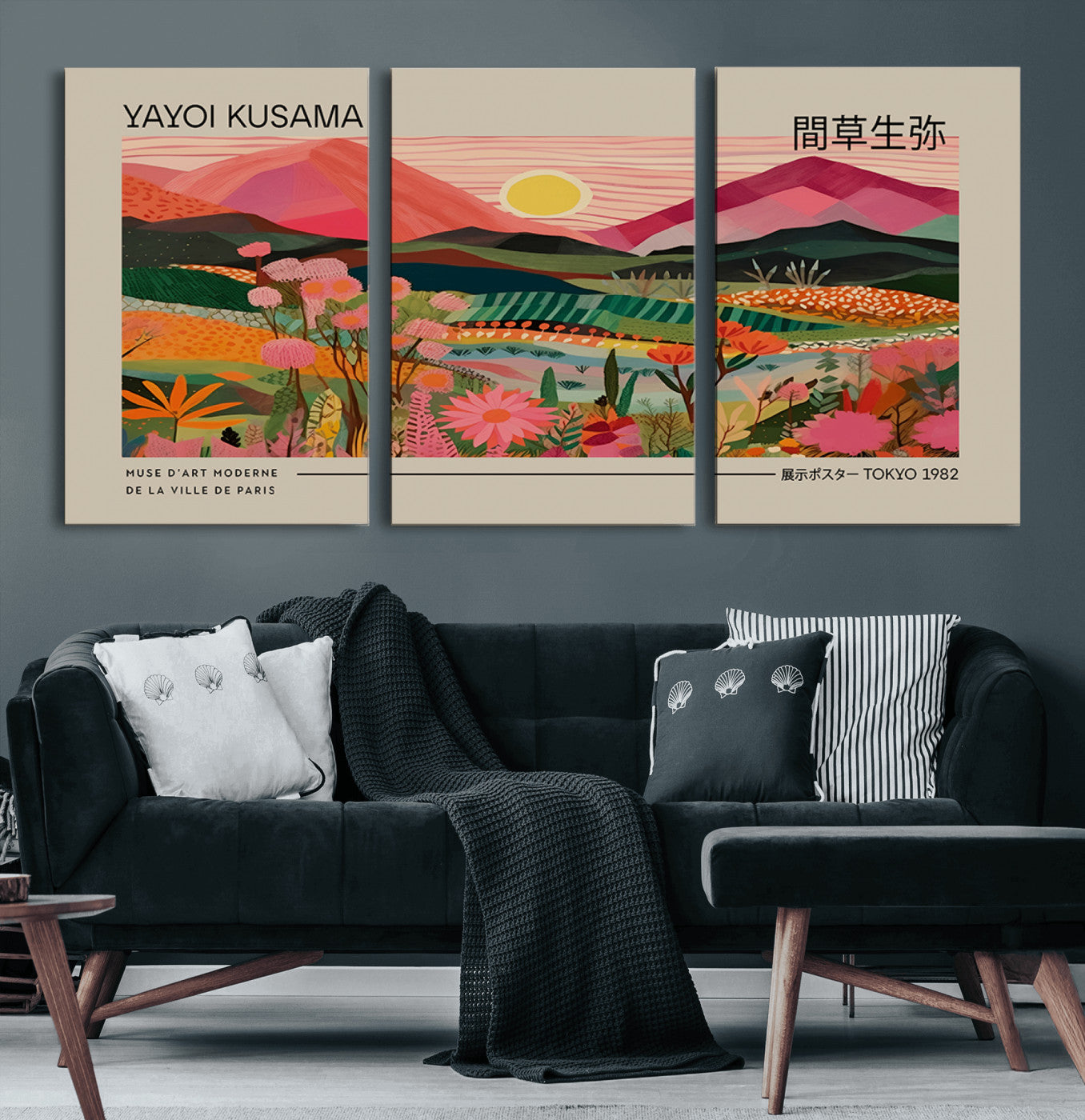 18304-MGV-CV-60X30-3P-Sunset Mountain Landscape Wall Art – Panoramic Abstract Nature Canvas Print, Vibrant Wall Decor for Living Room, Bedroom, Office,