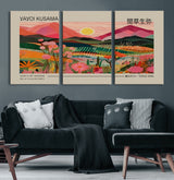 18304-MGV-CV-60X30-3P-Sunset Mountain Landscape Wall Art – Panoramic Abstract Nature Canvas Print, Vibrant Wall Decor for Living Room, Bedroom, Office,