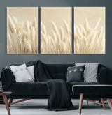 81444-MGV-CV-36X24-Pampas Grass Wall Art Canvas Print, Framed Beige Pampas Grass Art Picture Print, Minimalist Beige Perfect Minimalist Nature Decor