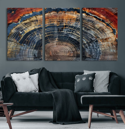 63519-MGV-CV-36X24-Tree Ring Wall Art – Rustic Nature Wood Grain Canvas Print, Abstract Natural Texture Artwork Poster for Living Room, Bedroom,