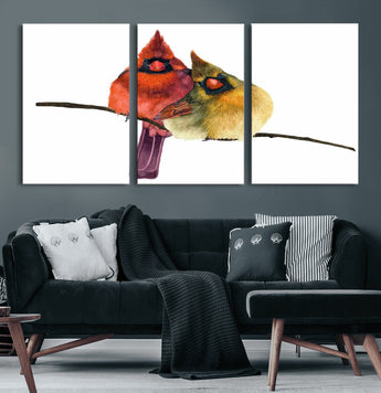 67752-MGV-CV-36X24-Cardinal Couple Wall Art – Male and Female Cardinal Canvas Print, Romantic Bird Artwork for Nature Lovers, Living Room, Bedroom,