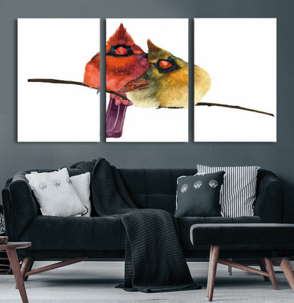 67752-MGV-CV-36X24-Cardinal Couple Wall Art – Male and Female Cardinal Canvas Print, Romantic Bird Artwork for Nature Lovers, Living Room, Bedroom,