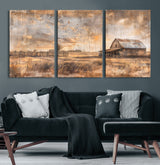 FARM2-MGV-CV-36X24-Rustic Farmhouse Wall Art Canvas Print, Framed Old Barn Art Picture Print, Southwestern Farmhouse Perfect Rustic Decor Artwork