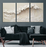 45175-MGV-CV-36X24-Textured Wave Wall Art Canvas Print, Framed Minimal Seascape Art Picture Print, Elegant Wave Perfect Modern Coastal Decor Artwork
