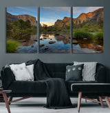 55893831-MGV-CV-60X30-3P-Yosemite Valley Wall Art Canvas Print, Framed El Capitan Art Picture Print, Sierra Landspace Perfect Rustic Nature Decor Artwork