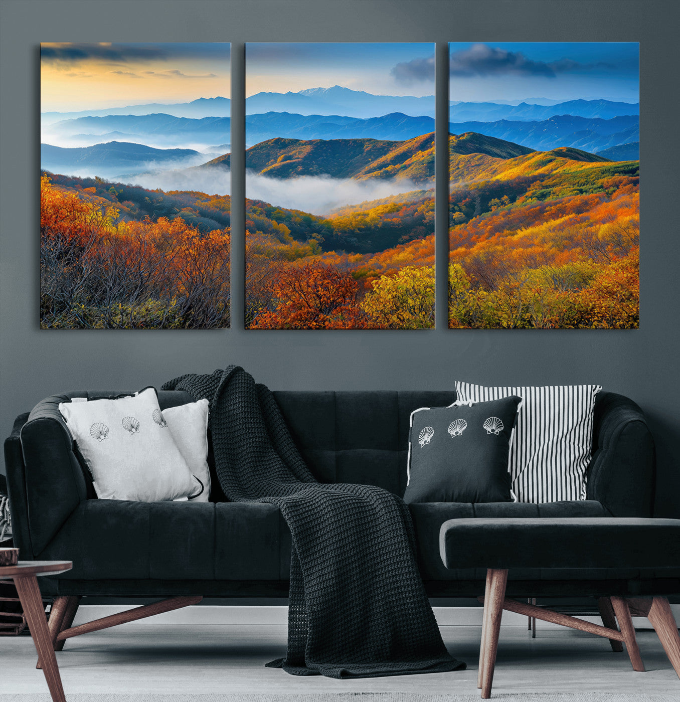 86772247-MGV-CV-36X24-Autumn Mountains Wall Art Canvas Print, Framed Fall Foliage Art Picture Print, Vibrant Hills Perfect Vibrant Nature Decor Artwork