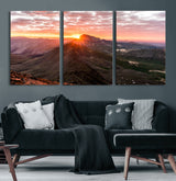 50957419-MGV-CV-36X24-Mountain Sunrise Wall Art Canvas Print, Framed Alpine Ridge Art Picture Print, Mountain Range Perfect Vibrant Rustic Decor Artwork