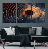 10017879-MGV-CV-60X30-3P-Wood Tree Ring Wall Art Canvas Print, Framed Natural Wood Art Picture Print, Rustic Tree Slice Perfect Rustic Decor Artwork