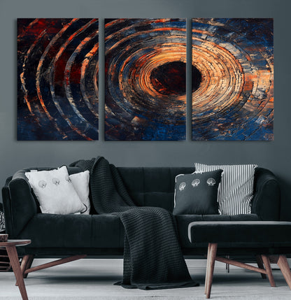 10017879-MGV-CV-60X30-3P-Wood Tree Ring Wall Art Canvas Print, Framed Natural Wood Art Picture Print, Rustic Tree Slice Perfect Rustic Decor Artwork