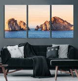 72996116-MGV-CV-36X24-El Arco Wall Art Canvas Print, Framed Cabo Rocks Art Picture Print, Ocean Arch Perfect Golden Coastal Landmark Decor Artwork