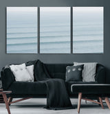 47814787-MGV-CV-36X24-Ocean Waves Wall Art Canvas Print, Framed Solo Surfer Art Picture Print, Wave Lines Perfect Minimalist Ocean Decor Artwork