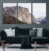 74506434-MGV-CV-60X30-3P-El Capitan Wall Art Canvas Print, Framed Yosemite Cliff Art Picture Print, Sierra Nevada Perfect Sierra Minimalism Decor Artwork