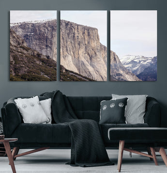 74506434-MGV-CV-60X30-3P-El Capitan Wall Art Canvas Print, Framed Yosemite Cliff Art Picture Print, Sierra Nevada Perfect Sierra Minimalism Decor Artwork
