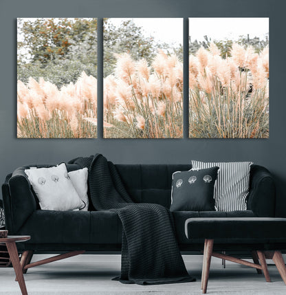 21826392-MGV-CV-36X24-Pampas Grass Wall Art Canvas Print, Framed Soft Pampas Art Picture Print, Pastel Grasses Perfect Soft Neutral Boho Decor Artwork