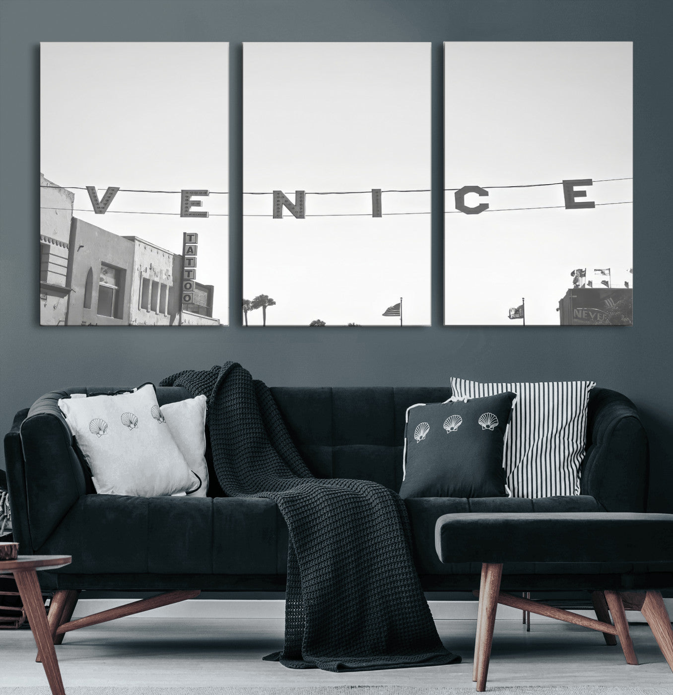 68254589-MGV-CV-36X24-Venice Sign Wall Art Canvas Print, Framed Venice Letters Art Picture Print, Los Angeles Perfect Minimalist Urban Decor Artwork