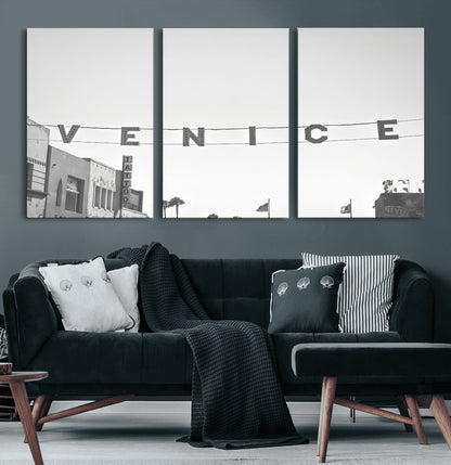 68254589-MGV-CV-36X24-Venice Sign Wall Art Canvas Print, Framed Venice Letters Art Picture Print, Los Angeles Perfect Minimalist Urban Decor Artwork