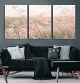 79164340-MGV-CV-36X24-Pastel Grasses Wall Art Canvas Print, Framed Soft Meadow Art Picture Print, Field in Breeze Perfect Pastel Minimal Decor Artwork