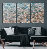 26580287-MGV-CV-36X24-Clear Water Wall Art Canvas Print, Framed Sunlit Ripples Art Picture Print, Ocean Texture Perfect Modern Coastal Decor Artwork