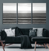 47305203-MGV-CV-36X24-Monochrome Ocean Wall Art Canvas Print, Framed Moody Ocean Art Picture Print, Calm Ocean Perfect Minimalist Coastal Decor Artwork