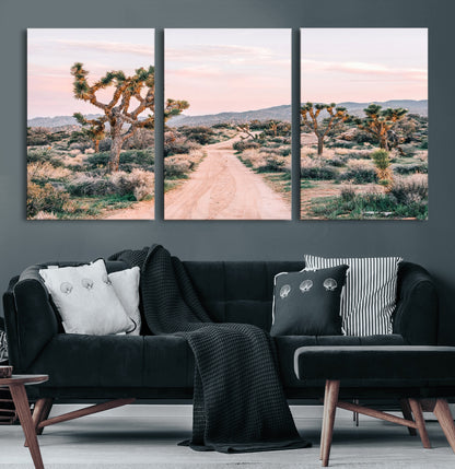 12540952-MGV-CV-36X24-Joshua Tree Park Wall Art Canvas Print, Framed Desert Road Art Picture Print, Sunset Drive Perfect Southwestern Boho Decor Artwork
