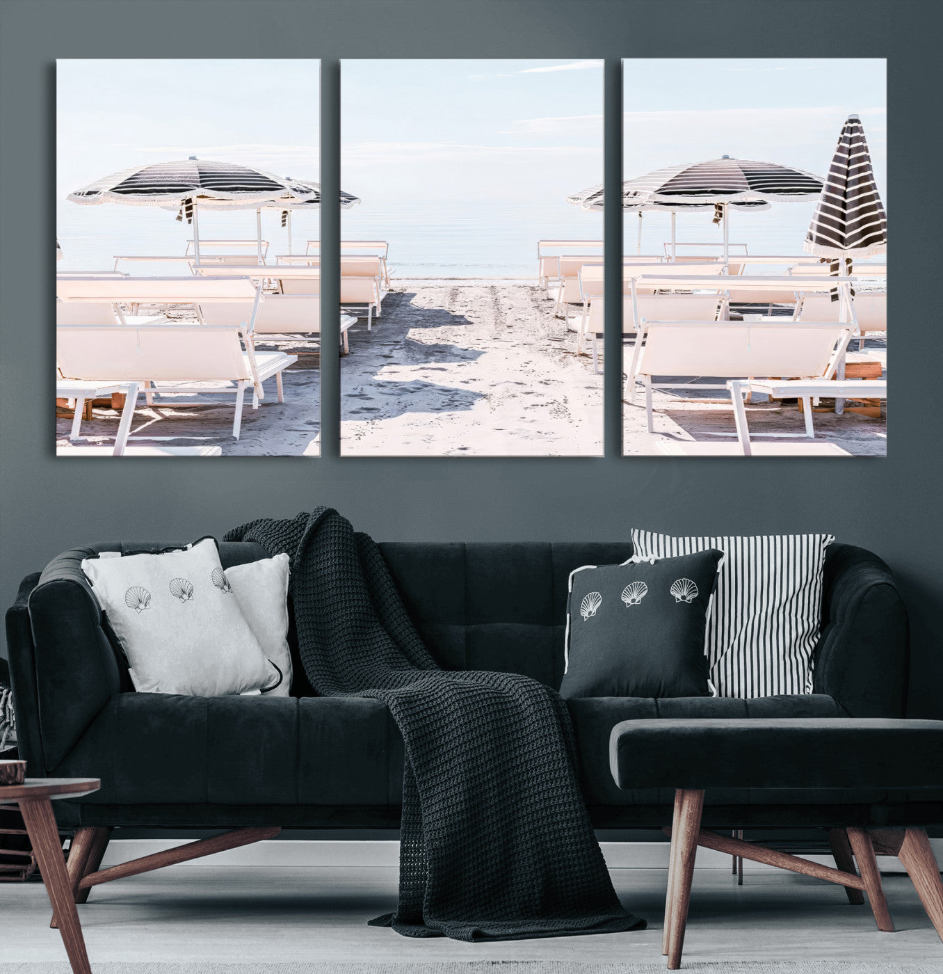 67623952-MGV-CV-36X24-Minimalist Beach Wall Art Canvas Print, Framed Pastel Sand Art Picture Print, Beach Aesthetic Perfect Coastal Minimalist Decor