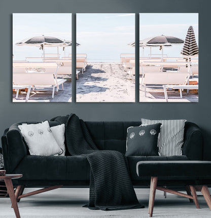 67623952-MGV-CV-36X24-Minimalist Beach Wall Art Canvas Print, Framed Pastel Sand Art Picture Print, Beach Aesthetic Perfect Coastal Minimalist Decor