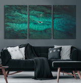 93287752-MGV-CV-60X30-3P-Ocean Surf Wall Art Canvas Print, Framed Blue Waters Art Picture Print, Vibrant Seascape Perfect Coastal Adventure Decor Artwork