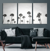 62298277-MGV-CV-36X24-Monochrome Palms Wall Art Canvas Print, Framed Minimalist Trees Art Picture Print, Silhouetted Palms Perfect Tropical Minimalist
