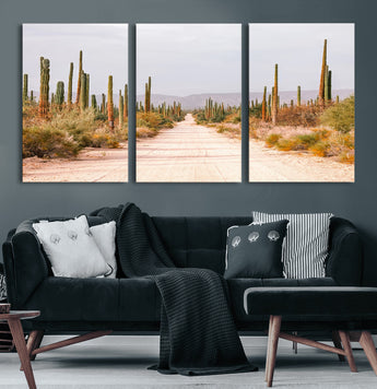 30742780-MGV-CV-36X24-Desert Cactus Wall Art Canvas Print, Framed Southwestern Art Picture Print, Bohemian Western Perfect Southwestern Boho Decor