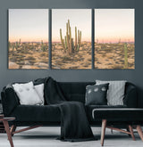 76234974-MGV-CV-36X24-Desert Cactus Wall Art Canvas Print, Framed Baja Desert Art Picture Print, Pastel Desert Perfect Southwestern Boho Decor Artwork