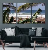 34722557-MGV-CV-36X24-Tropical Shoreline Wall Art Canvas Print, Framed Surfer Beach Art Picture Print, Coastal Surf Perfect Tropical Coastal Decor
