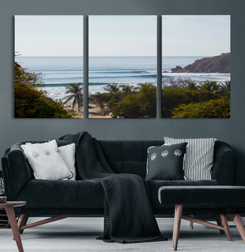 88336640-MGV-CV-36X24-Tropical Beach Scene Wall Art Canvas Print, Framed Coastal Photography Art Picture Print, Ocean Horizon Art Perfect Coastal Boho