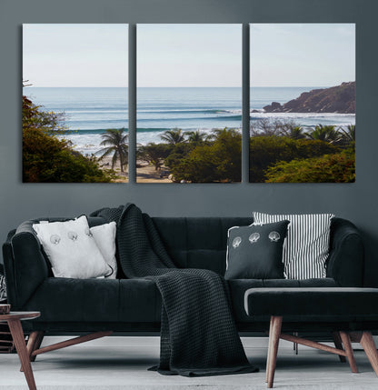 88336640-MGV-CV-36X24-Tropical Beach Scene Wall Art Canvas Print, Framed Coastal Photography Art Picture Print, Ocean Horizon Art Perfect Coastal Boho