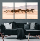 83644685-MGV-CV-36X24-Wild Horse Art Wall Art Canvas Print, Framed Rustic Western Art Picture Print, Desert Horse Scene Perfect Rustic Western Decor