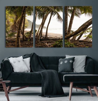92093951-MGV-CV-36X24-Tropical Jungle Wall Art Canvas Print, Framed Palm Tree Forest Art Picture Print, Coastal Escape Perfect Jungle Retreat Decor